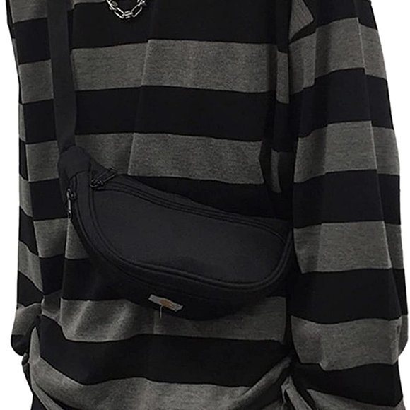 Grey Long Sleeves Crewneck T-Shirt Tee Tops AD